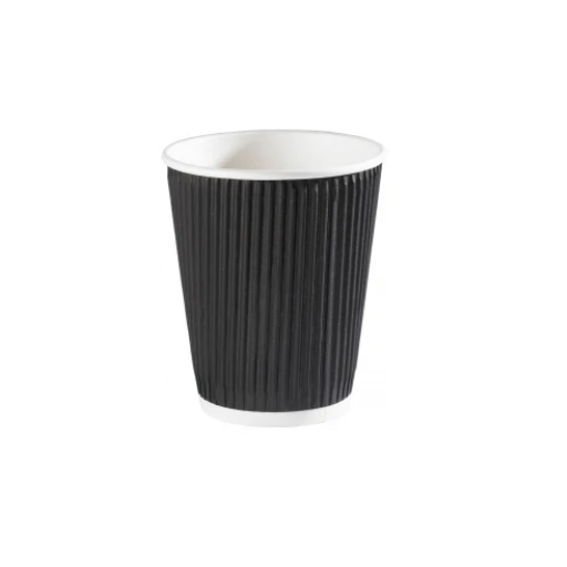 12oz Black Ripple Wall Hot Cup - 500x (20x25)