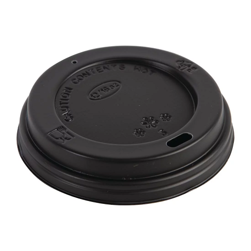 12oz Sip-Through Disposable Domed Lid - Black 1000x (10x100)